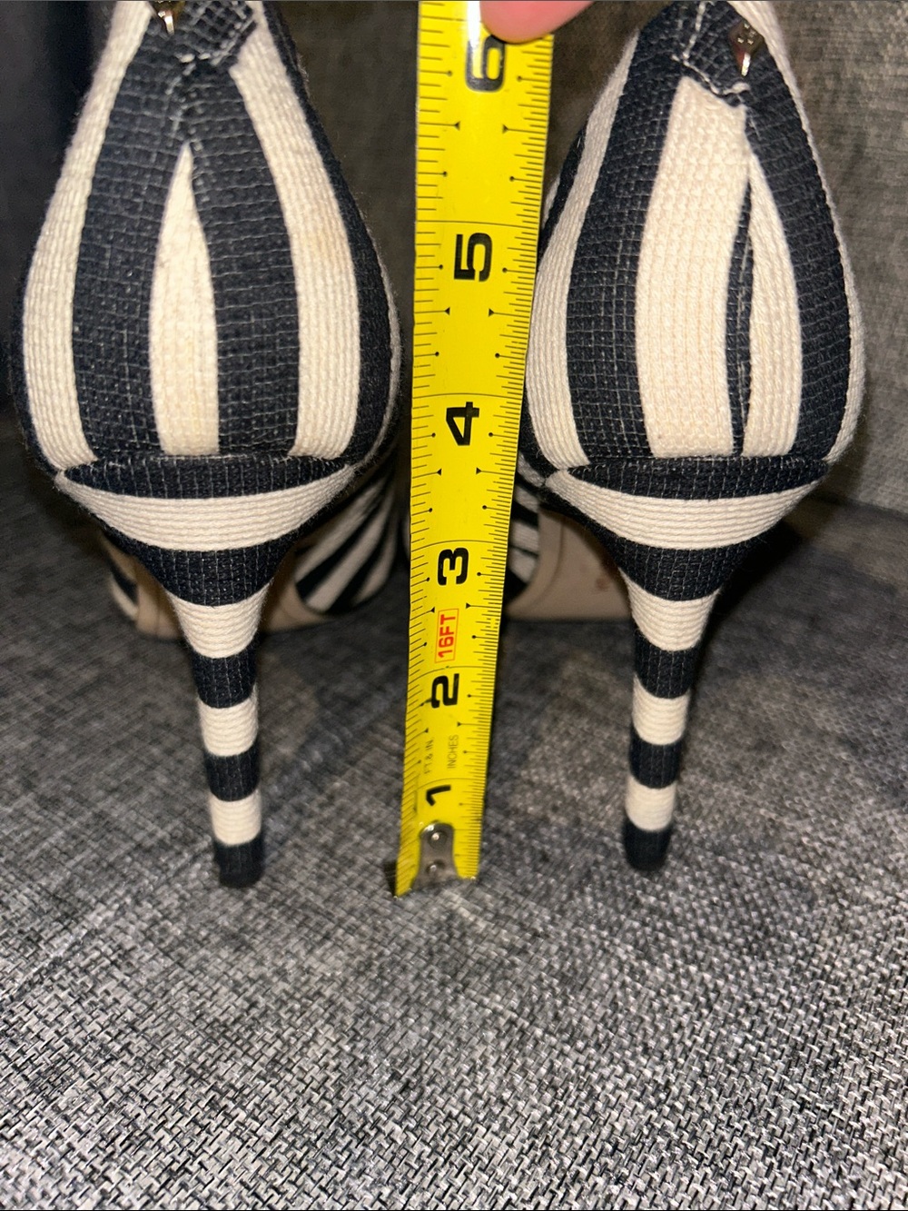 Sam Edelman Black and Cream Striped Pointed Pumps - Picture 7 of 9